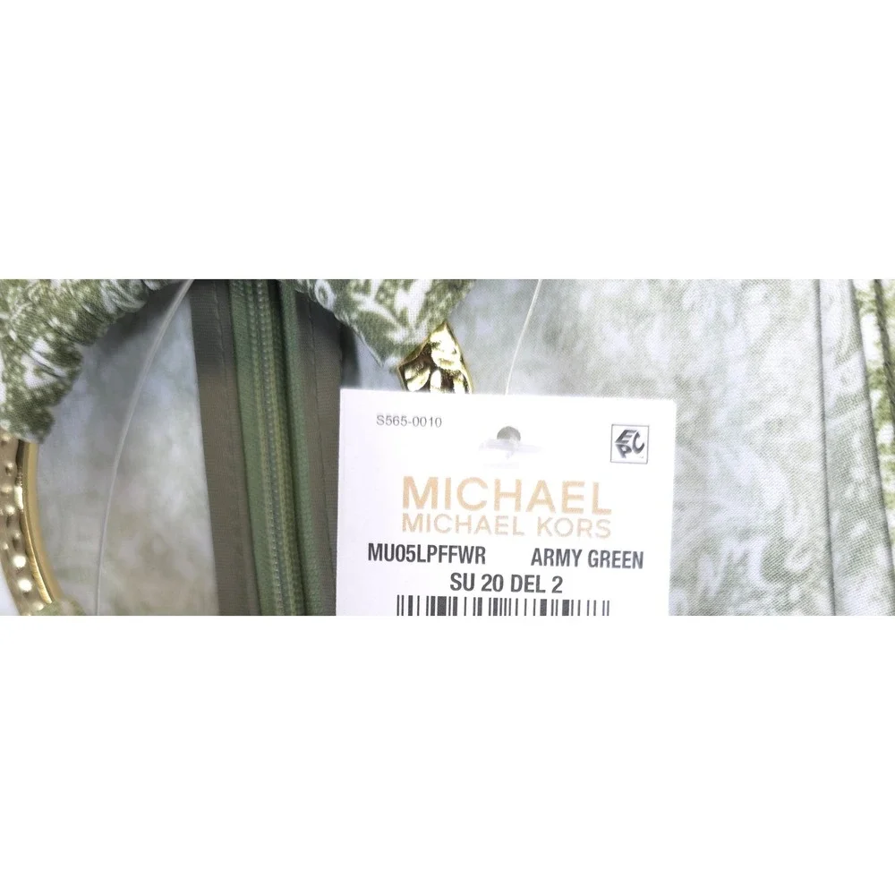 Michael Kors Cold Shoulder Paisley Neck Zipper Halter Top Blouse Army Green L‎